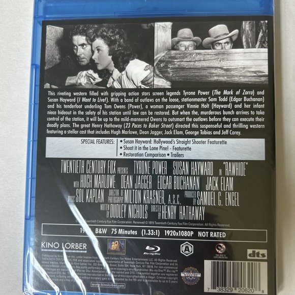 Kino Lorber NR Rawhide-Blu-ray-Tyrone Power-Susan Hayward-Hugh Marlowe-60s-NEW - Picture 2 of 3